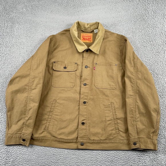 Levi's Other - Levi's Trucker Jacket Mens 3XL Brown Canvas Corduroy Collar Workwear A0730-0006